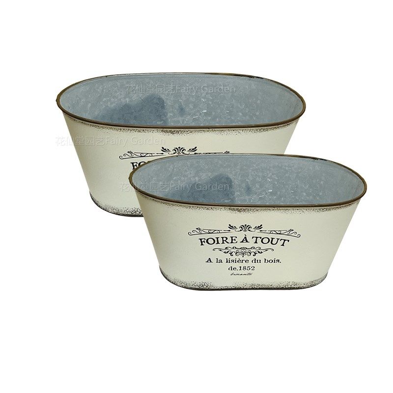 日系复古花纹铁艺做旧长条椭圆形铁皮花盆铁皮桶花园阳Z台装饰杂,鲜花速递/花卉仿真/绿植园艺,花盆,淘宝优惠券,粉丝福利购,淘宝优惠卷