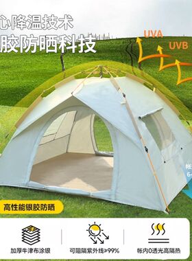 帐篷户外3一4人3-4人专业2人儿童遮阳棚折N叠过夜装备野外双人露