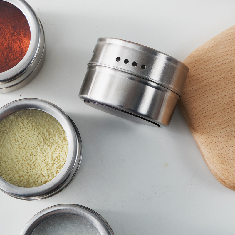 磁吸挂墙调料盒壁挂304不锈钢调味盒磁铁L调味瓶烧烤撒料瓶佐料罐