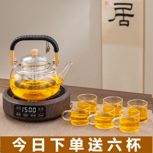 黑晶炉煮茶器烧水壶家用泡茶专用茶具套 围炉玻璃煮茶壶202n3新款