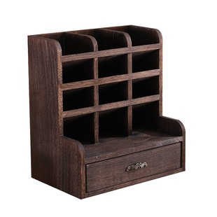 实木斜插式笔筒收纳m盒桌面文具收纳笔架多功能化妆笔刷桶创意中