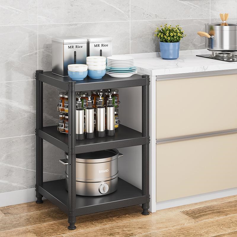 厨房碳钢黑色夹缝置物架30x30x35x40Ex45x50x60落地多层微波炉架