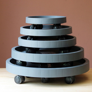 塑料花盆托盘h圆形方形接水底托加厚花盆移动带滑轮滚轮万向轮底