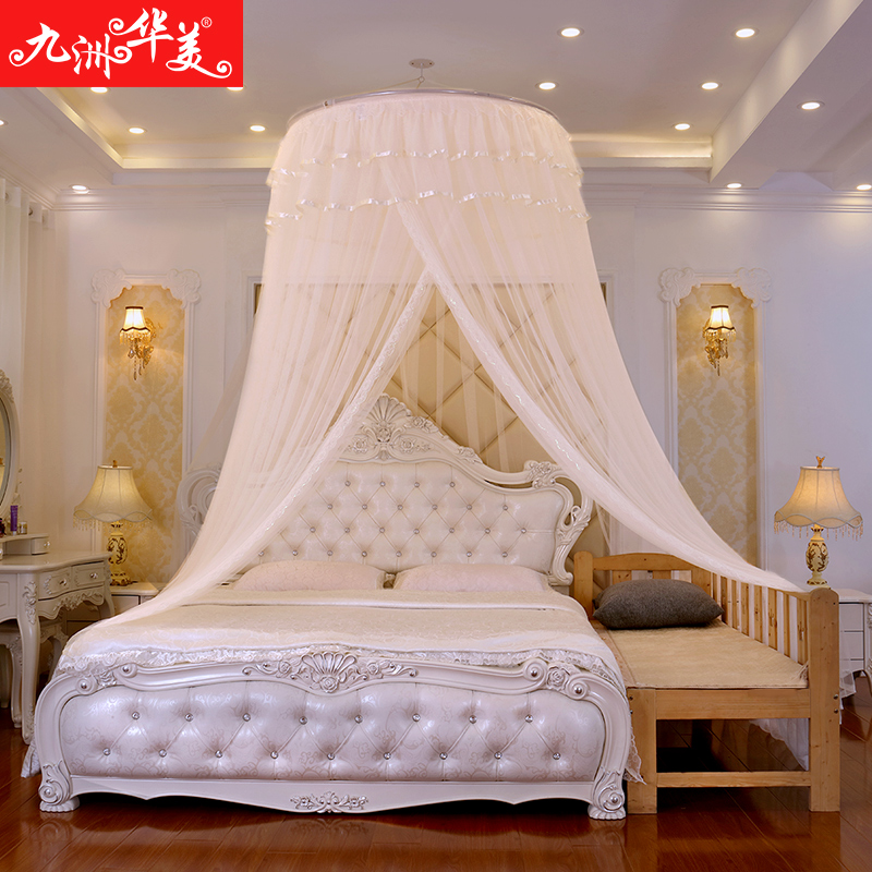 免打孔升降圆顶蚊帐1m.8米1.5m床2m双人家用支架吊顶公主风单人床