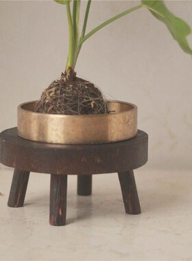 绿植盆栽增高架小板凳v高脚迷你实木置物花盆架复古