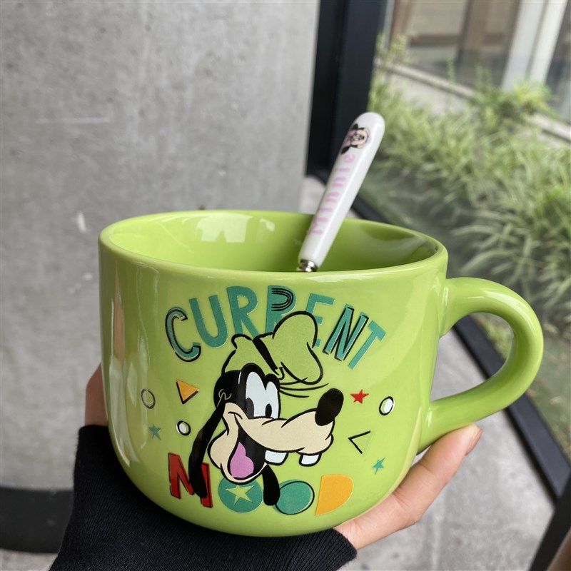 卡通厚陶瓷杯可爱男女学生家用大容量燕麦片杯碗早T餐杯手柄沙拉,餐饮具,马克杯,淘宝优惠券,粉丝福利购,淘宝优惠卷