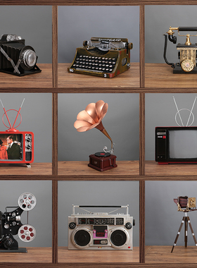 欧式复古怀旧老式铁艺听筒加油机电话机模型摄影道具X装饰创意摆