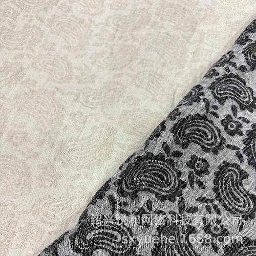 亚麻棉砂洗腰果提花面料复古柔软双面服装裤装布料T8610