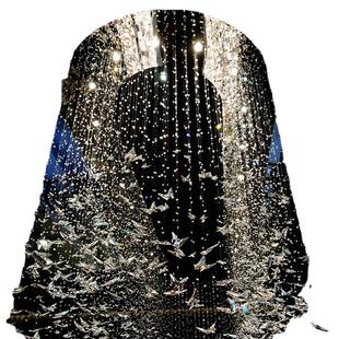 蝴蝶K9水晶吊灯别墅中空客厅灯高级感大厅复式楼梯长线chandelier