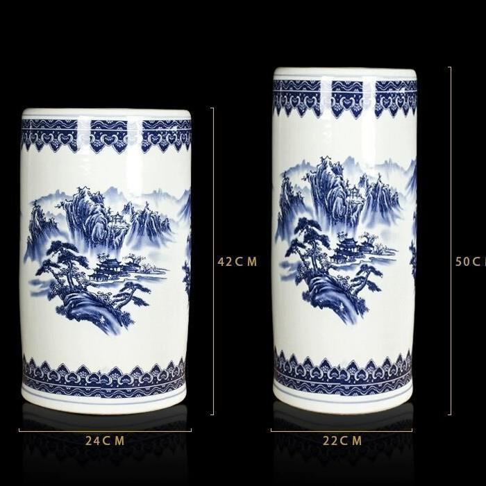 景德镇陶瓷书画卷轴字画缸瓷器青花箭筒帽筒放伞筒大花瓶客厅摆件