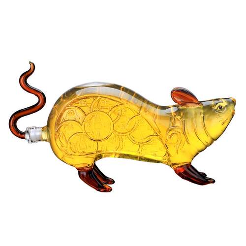 生肖老鼠酒瓶十二生肖动物酒器水晶老鼠家居摆件动物鼠造型酒瓶