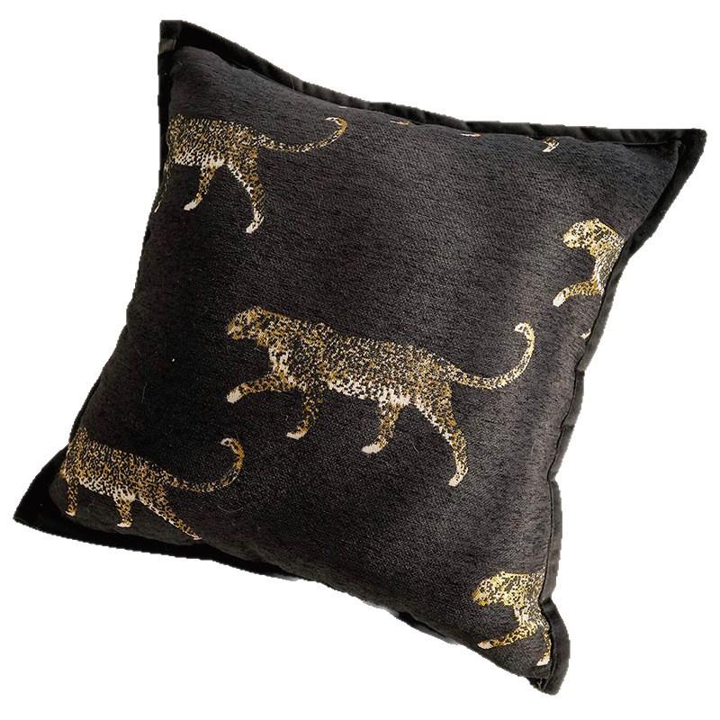 中古风端靠中式豹子棕腰枕含芯轻奢ZLC棕色豹子抱枕枕套床头色高