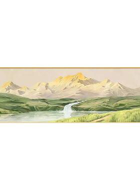 日照金山客厅装饰画北欧原木风沙发背景墙挂画聚盆新款山水壁画