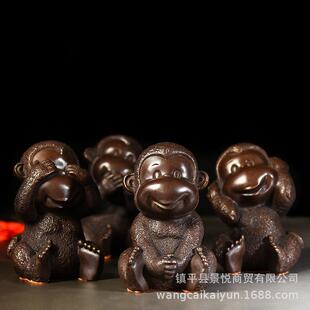 铜猴摆件四不猴不听不看不说不动客厅猴摆设生肖猴子工艺品摆件
