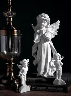 ⊕欧式复古白色天使装饰品雕塑石膏人物家居摆设雕像小