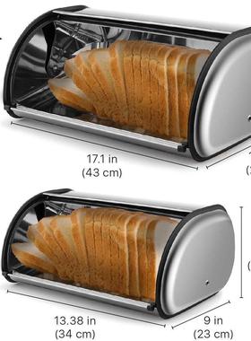 不锈钢面包箱抽拉式翻盖面包格保鲜防虫防蚊面包收纳盒Breadbox