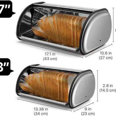 不锈钢面包箱抽拉式翻盖面包格保鲜防虫防蚊面包收纳盒Breadbox