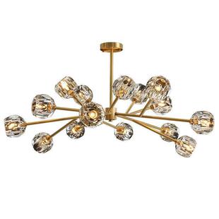 全铜轻奢水晶客厅卧室吊灯北欧后现代魔豆分子灯简约餐厅玻璃灯饰