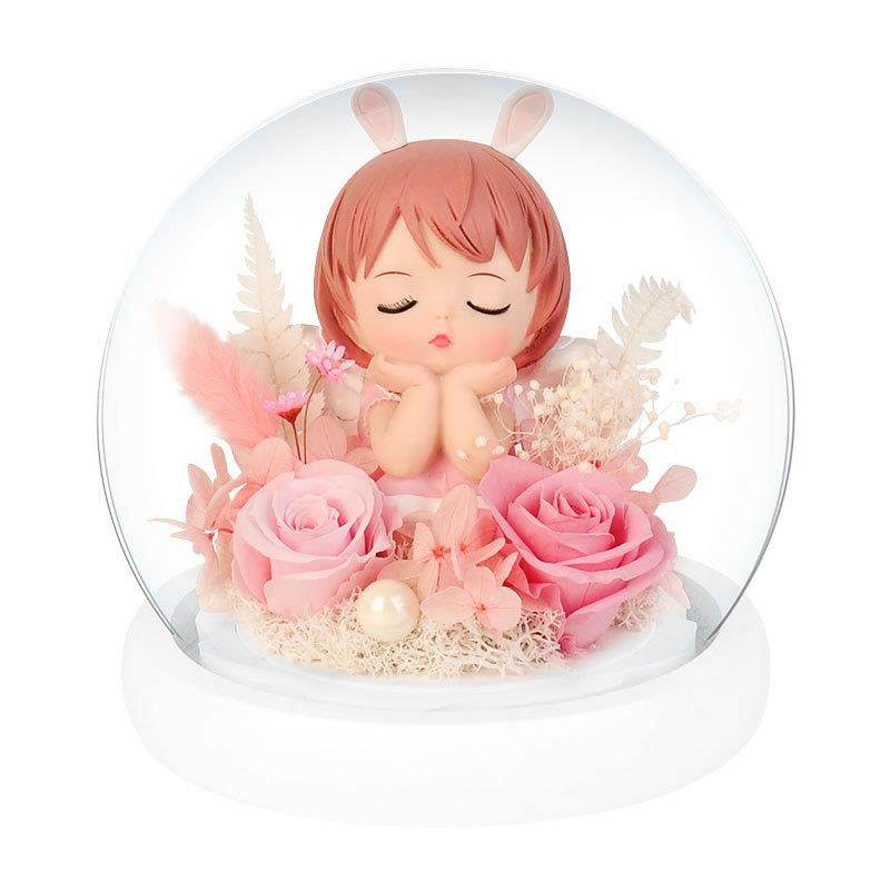 七夕情人节礼物公仔永生真花玫瑰玻璃罩送女友生日礼物表白摆件,家居饰品,餐桌花艺,淘宝优惠券,粉丝福利购,淘宝优惠卷