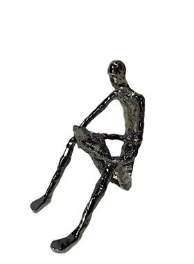 现代简约抽象金属读书人物摆件售楼处样板间桌面书房工艺品