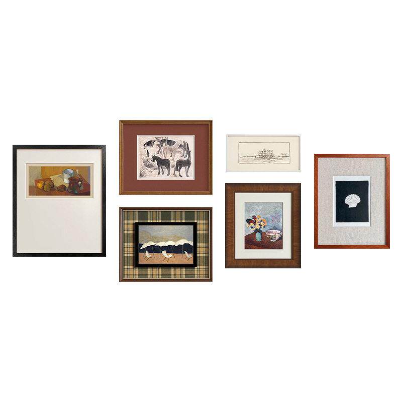 轻法式中古风沙发组合装饰画小众极简风复古双层挂画美拉德简约画