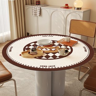 可爱卡通圆形餐桌垫家用防水皮革圆桌垫子创意高级免洗可擦隔热垫
