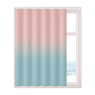 渐变窗帘遮光2024新款 儿童房女孩卧室飘窗遮阳布短挂钩 免打孔安装