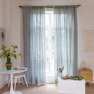 卧室套杆口袋条纹立体窗帘灰白色客厅儿童房房间变暗飘窗帘子