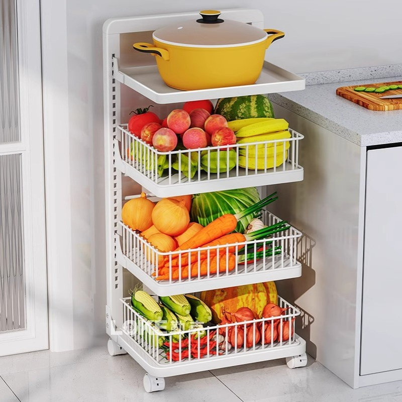 厨房菜篮子置物架多层落地可移动放水果蔬菜收纳家用多功能小推车