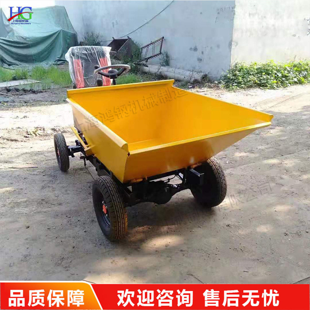 土方混凝土运输四轮车电动前翻拉灰装卸工具车砂浆运输小推车