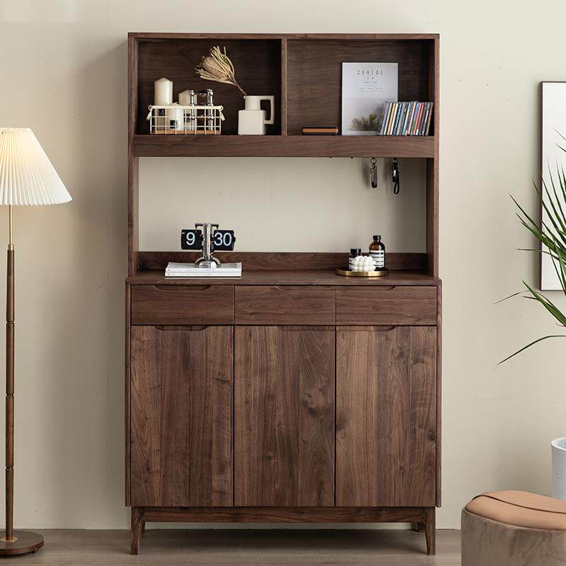 北欧黑胡桃木全实木透气鞋柜储物柜现代简约轻奢家用门口收纳边柜