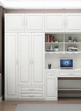 新款电脑桌带衣柜简约台式卧室组合书架学生写字台一体连体书桌柜