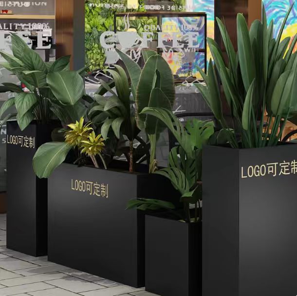 户外组合不锈钢花箱花坛售楼部商业广场花槽铁艺花钵市政树箱花池