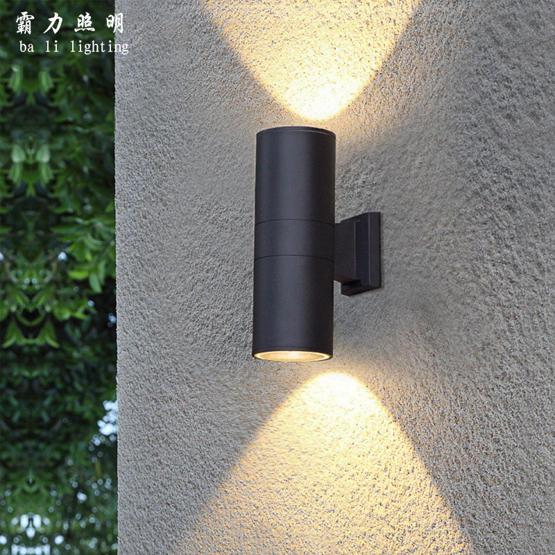 LED户外防水圆形单双头壁灯庭院楼道灯阳台卧室围墙上下发光壁灯