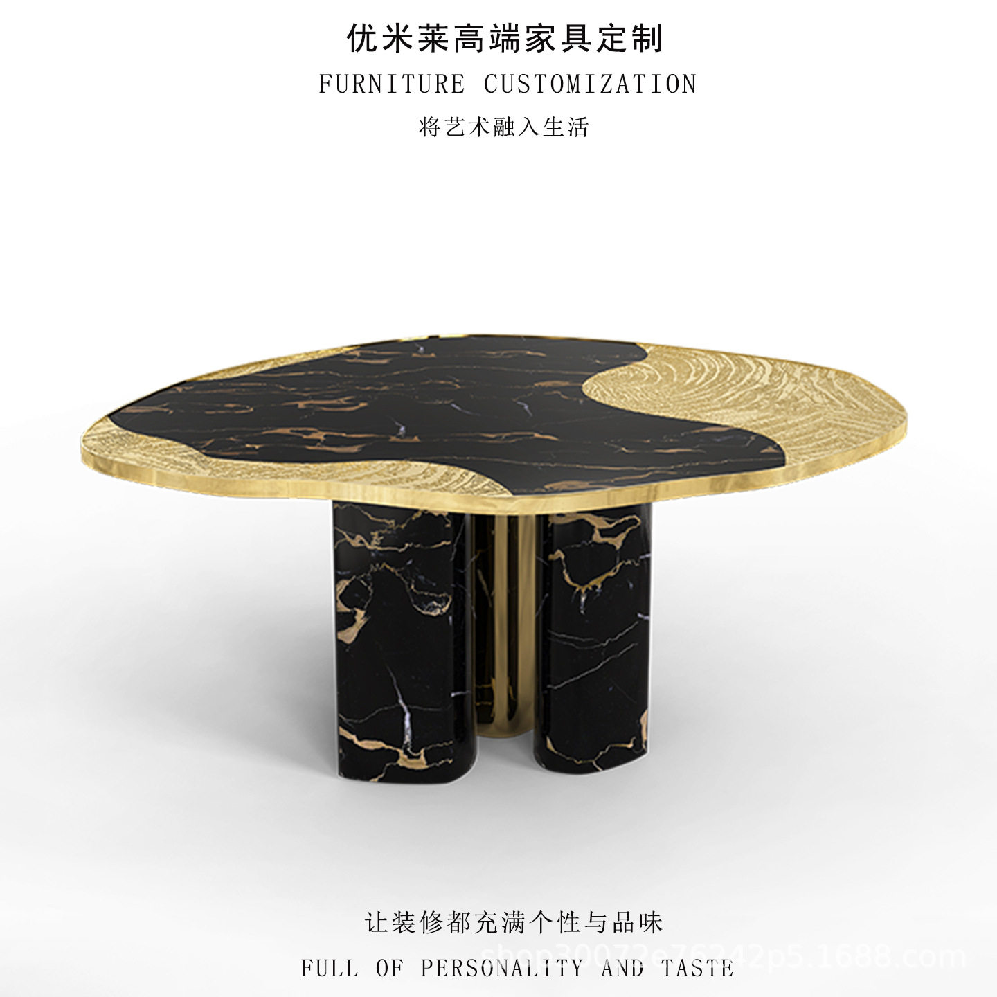 意式轻奢大理石圆形设计师餐桌