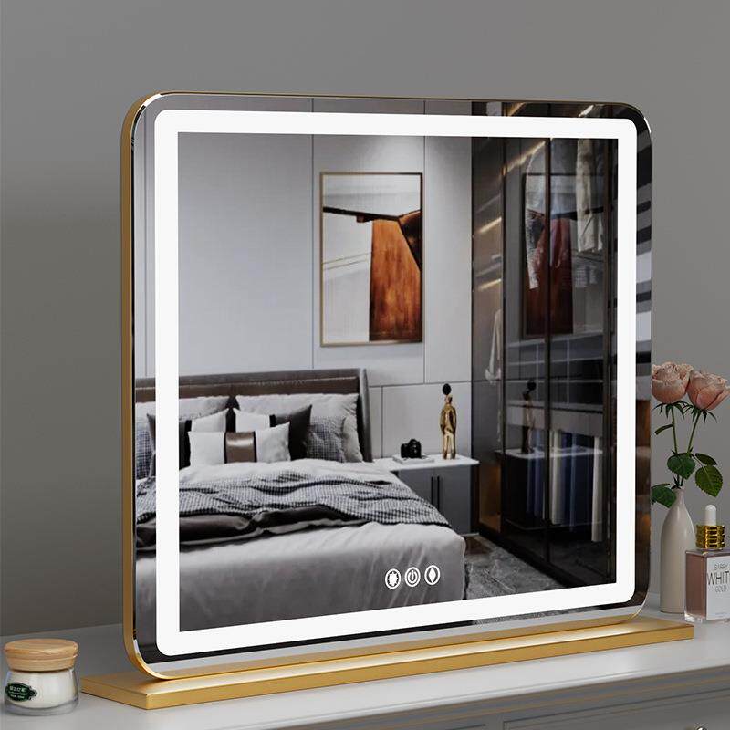 化妆镜带灯台式桌面led灯带轻奢触控卧室大号梳妆镜ins网红美妆镜