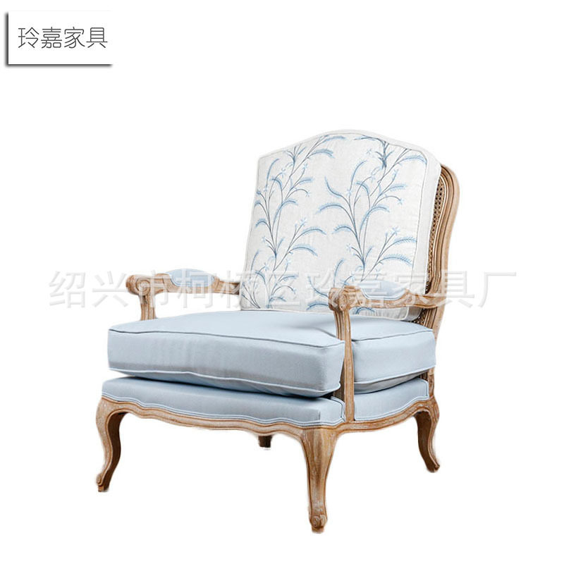 美式乡村藤背沙发椅小户型客厅