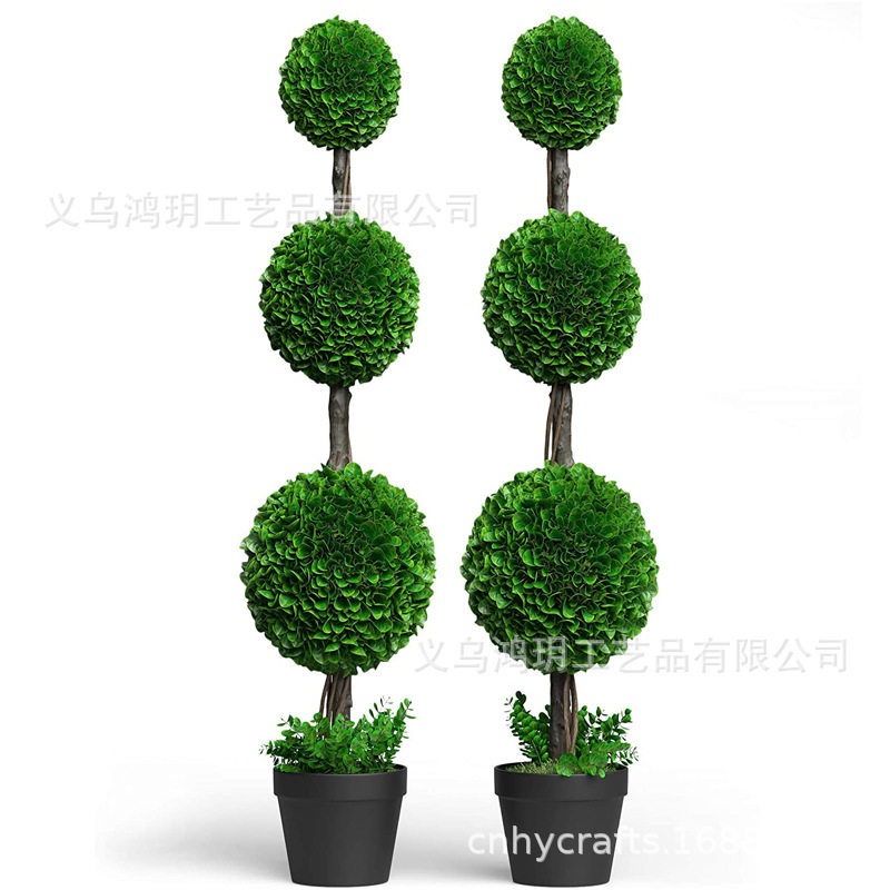人造黄杨木拓扑球树假植物前廊装饰适合于室内室外办公室书房装饰