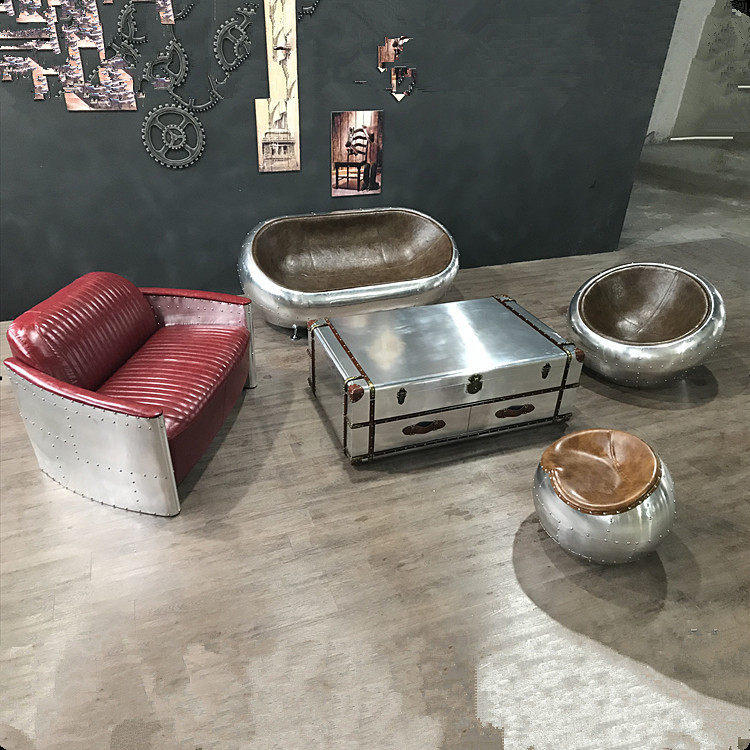 美式铝皮个性铆钉loft工业风家具咖啡店酒吧KTV沙发茶几组合