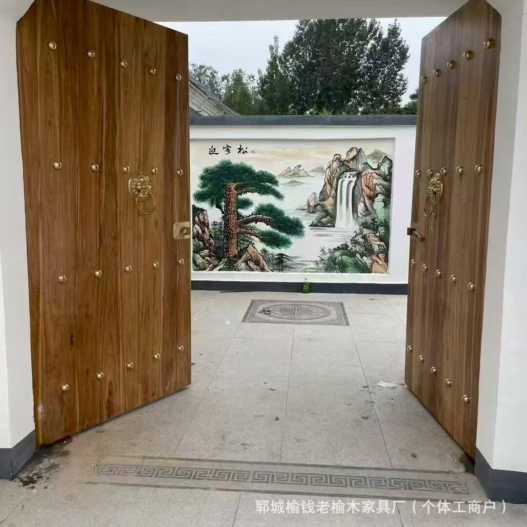 仿古实木大门古典民宿酒店榆木门新中式家用平开门庭院茶楼进户门