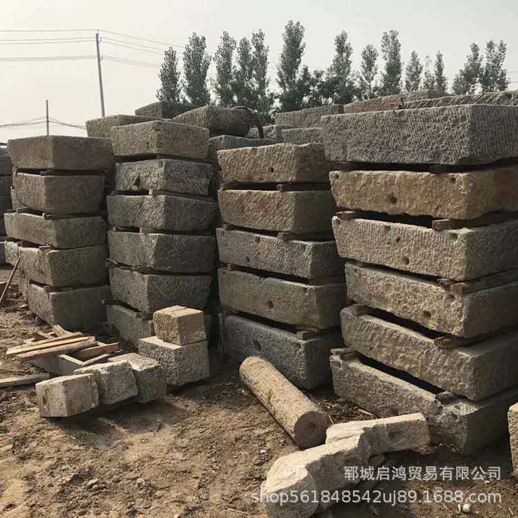 民间仿古老石槽庭院园林铺路石旧铺路石老磨盘老石材
