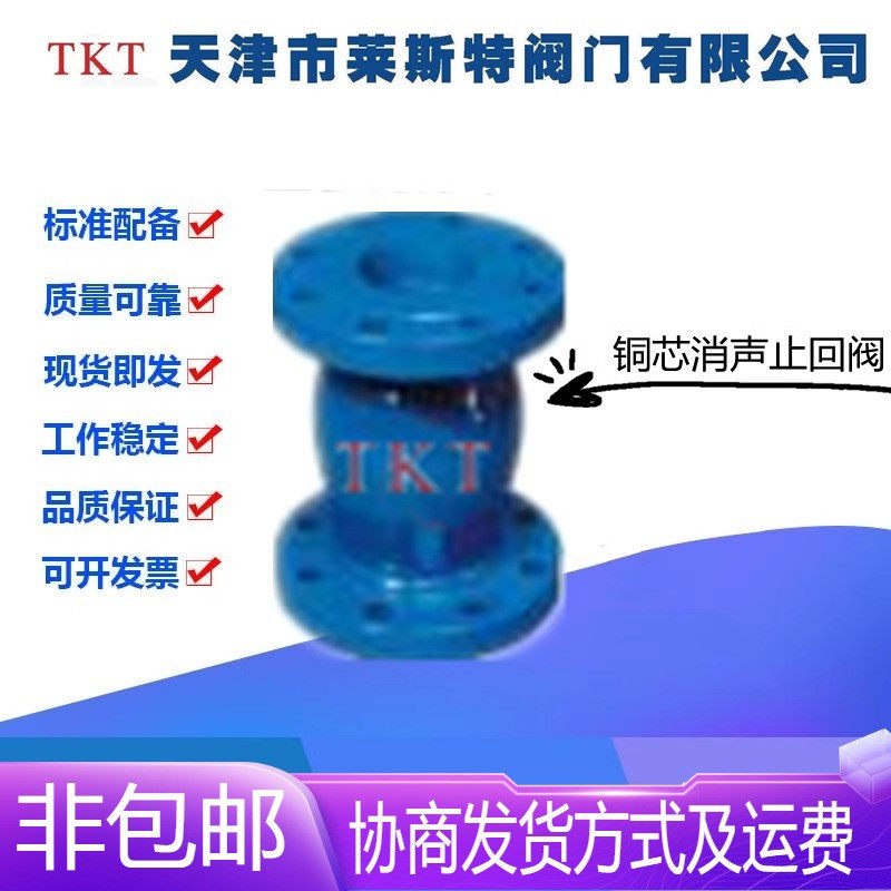 TKT天津莱斯特阀门HC41T-16铸铁法兰消声止回阀DN40-250铜芯单向
