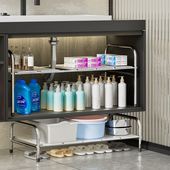 浴室架子免打孔下水槽可伸缩置物架卫生间储物橱柜内分层收纳架