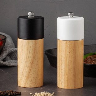 厨房神器现磨胡椒花椒研磨调料瓶手动黑胡椒研磨器家用6寸橡胶木