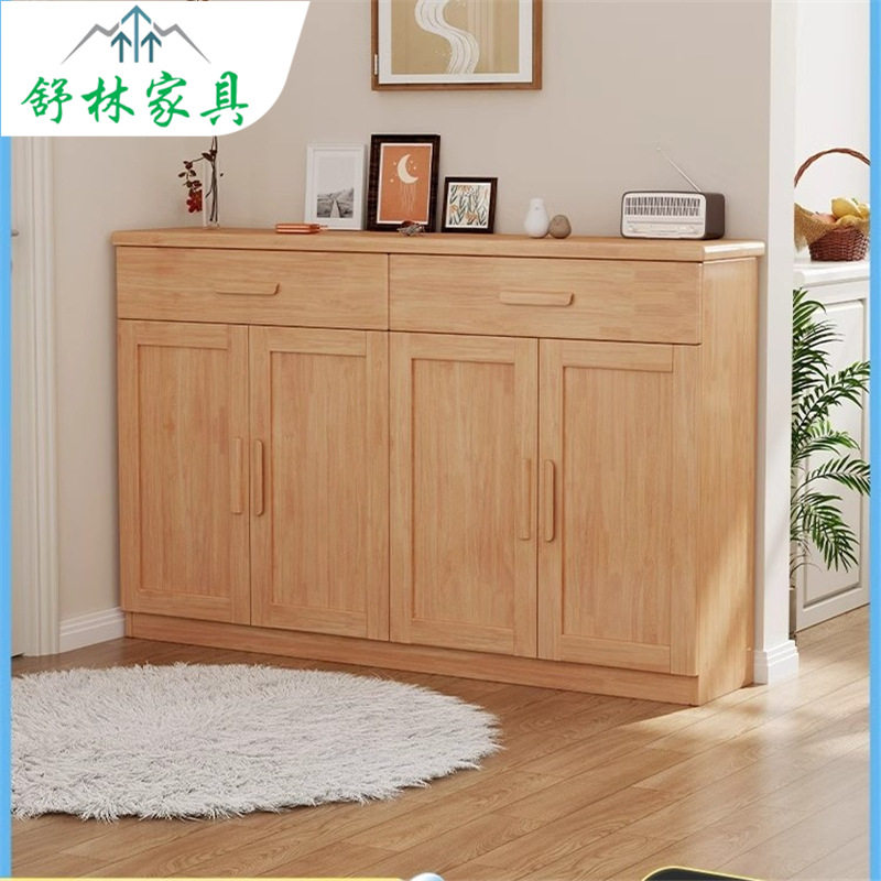 北欧实木鞋柜家用门口玄关柜客厅原木对开门收纳柜阳台储物柜批发