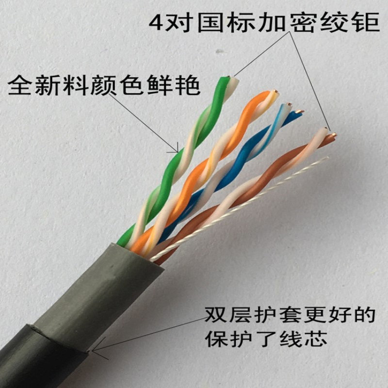 扬波室外超五类阻水线Cat5e 0.5监控网络线无氧铜网线过测试300米