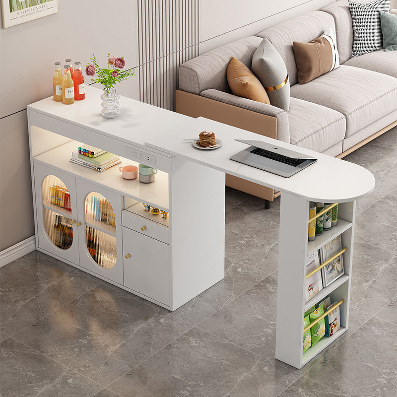 客厅隔断伸缩吧台桌子万能型奶油风网红上档次玄关岩板小户型边柜