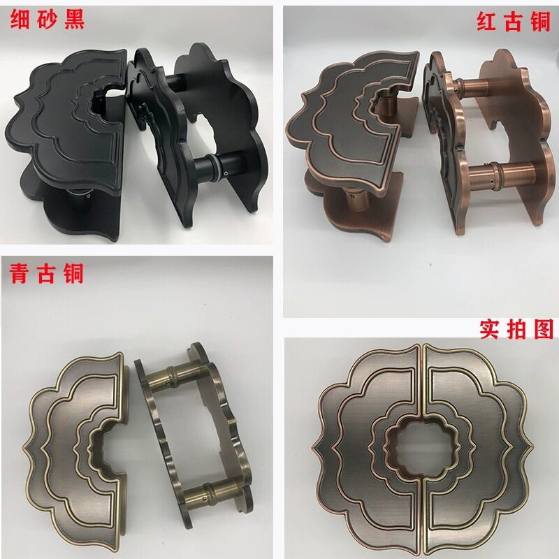 中式仿古大门拉手半圆形酒店玻璃门把手会所实木大门拉手古铜黑色