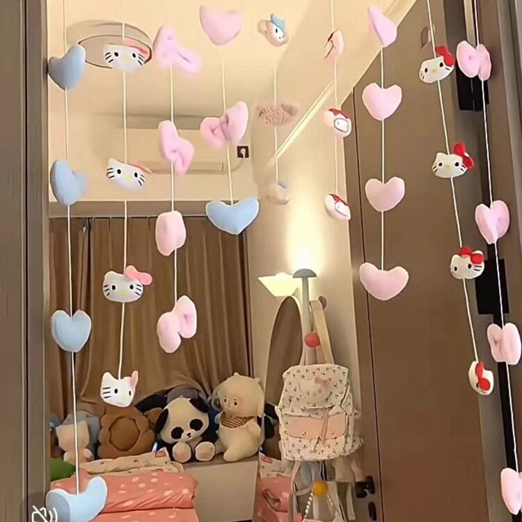 少女心美乐蒂串色kt隔断帘客厅玄关门帘卧室客厅窗帘门帘隔断帘
