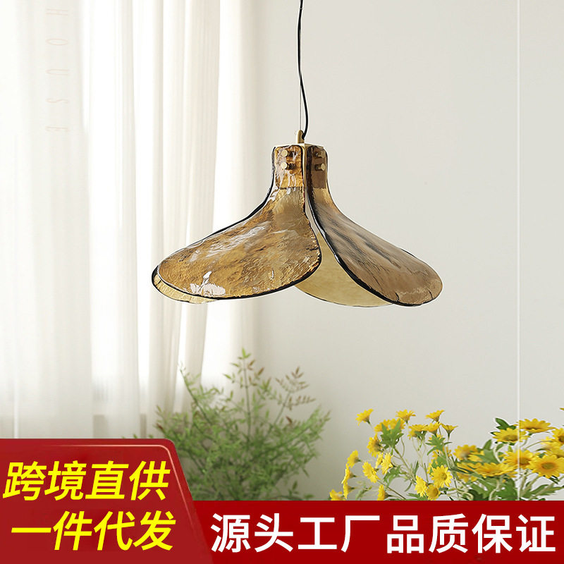 四叶草设计茶色玻璃吊灯怀旧复古茶室书房吊灯古典艺术房间床头灯